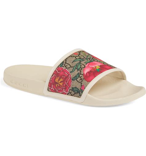 gucci slides white floral|gucci floral slides nordstrom.